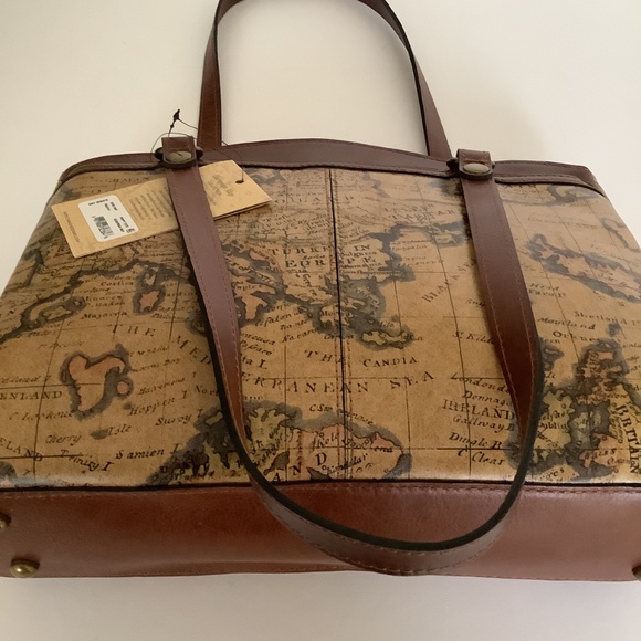 Patricia Nash Europe Map Poppy Leather Tote - Picture 8 of 13
